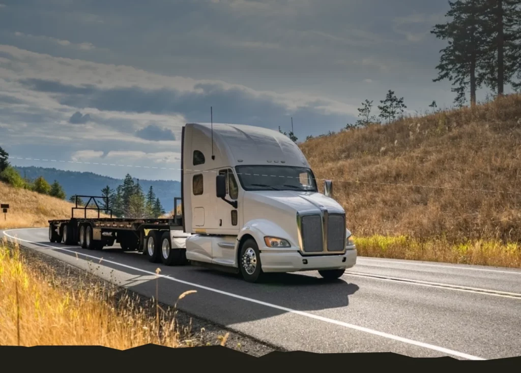 a truck on the road after receiving diesel truck service from Schroeder