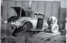 a vintage photo of the original Schroeder Truck Repair Shop